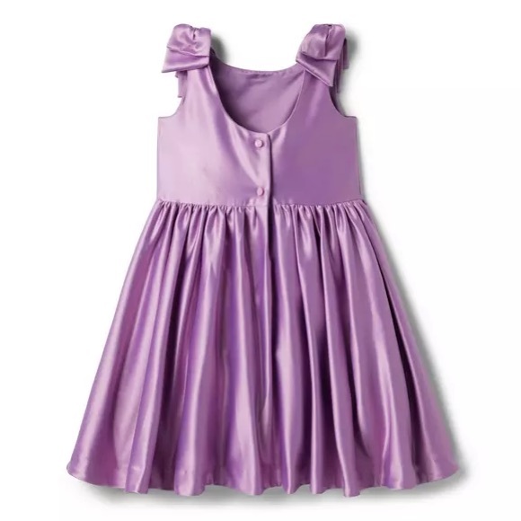 Janie and Jack Lavender Purple Satin Bow Sleeve Dress, Size Girl Kids 6 - Picture 2 of 5
